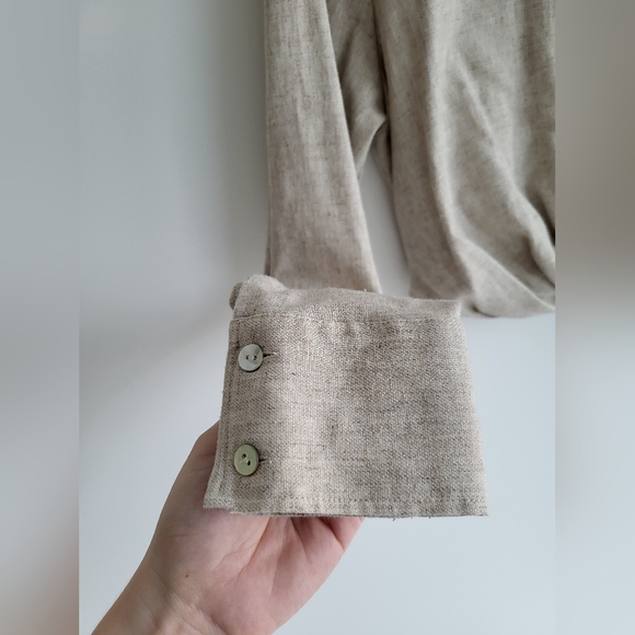 ZARA - Bloggers Favorite Linen Blend Cropped Gather Long Sleeves  Collar Shirt - Picture 6 of 6